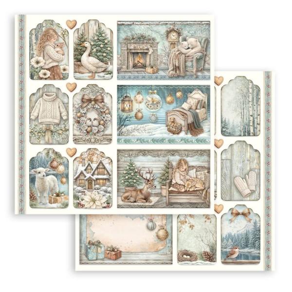 Stamperia - Designpapier "White Christmas by Cristina Radovan" Paper Pack 8x8 Inch - 10 Bogen