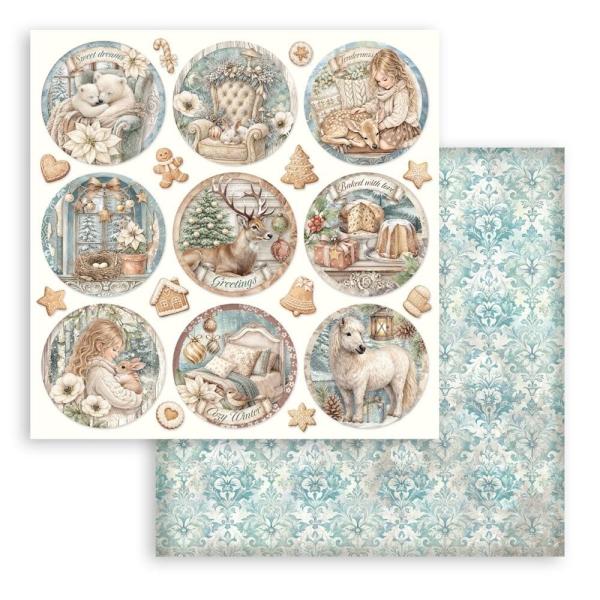 Stamperia - Designpapier "White Christmas by Cristina Radovan" Paper Pack 8x8 Inch - 10 Bogen