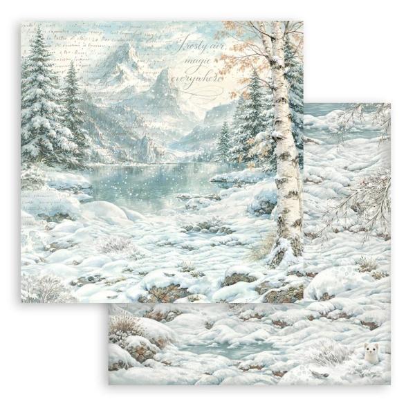 Stamperia - Designpapier "White Christmas Background Selection by Cristina Radovan" Maxi Paper Pack 8x8 Inch - 10 Bogen