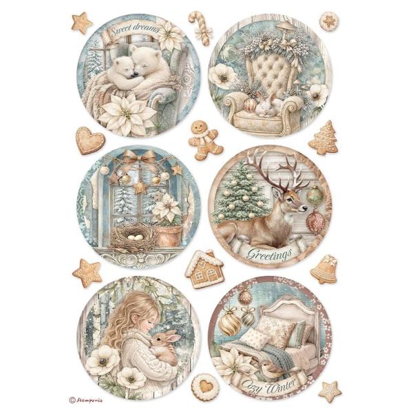 Stamperia - Decopatch Papier "White Christmas Selection by Cristina Radovan" Decoupage A4 - 6 Bogen  