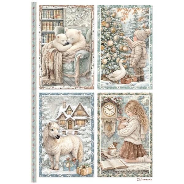 Stamperia - Decopatch Papier "White Christmas Selection by Cristina Radovan" Decoupage A4 - 6 Bogen  