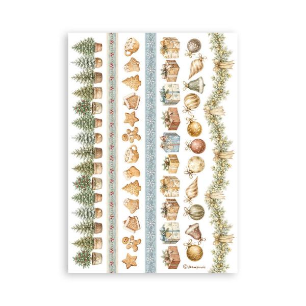 Stamperia - Washi Papier "White Christmas by Cristina Radovan" Washi Pad 14,8x21cm - 8 Bogen