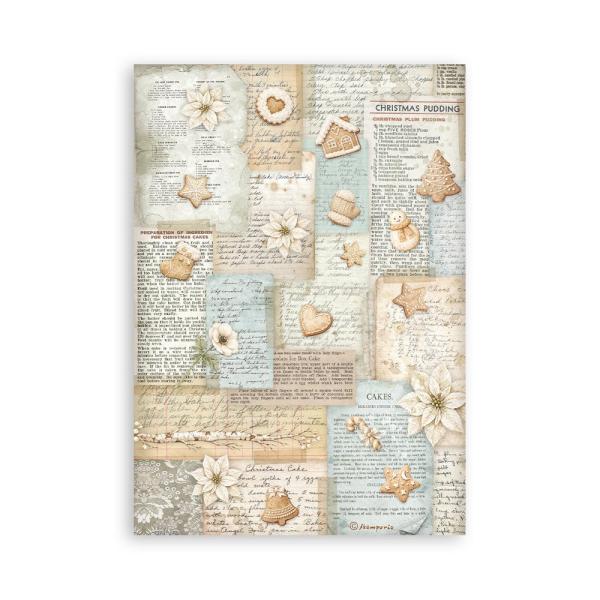 Stamperia - Washi Papier "White Christmas by Cristina Radovan" Washi Pad 14,8x21cm - 8 Bogen