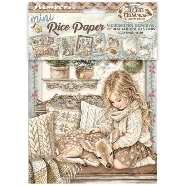 Stamperia - Decopatch Papier "White Christmas Selection by Cristina Radovan" Decoupage A6 - 8 Bogen  