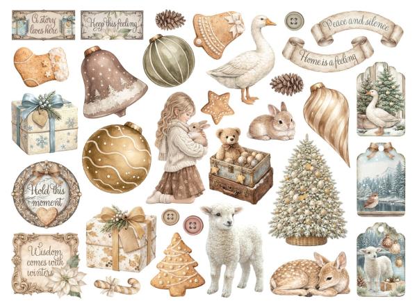 Stamperia - Stanzteile "White Christmas Assorted by Cristina Radovan" Die Cuts