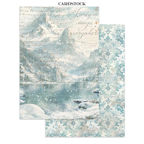 Stamperia - Papier, Aufkleber & Stanzteile "White Christmas by Cristina Radovan" Junk Journal Backgrounds,Stickers,Cut-Outs
