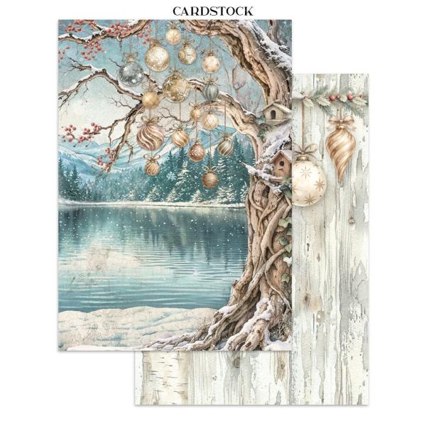 Stamperia - Papier, Aufkleber & Stanzteile "White Christmas by Cristina Radovan" Junk Journal Backgrounds,Stickers,Cut-Outs