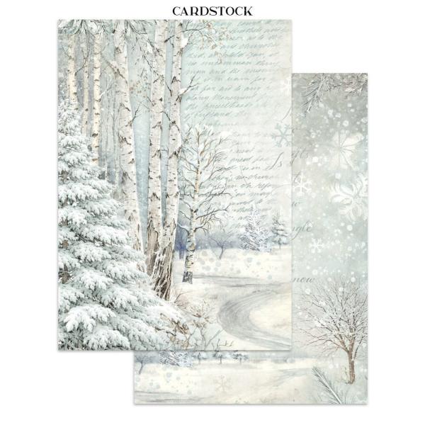 Stamperia - Papier, Aufkleber & Stanzteile "White Christmas by Cristina Radovan" Junk Journal Backgrounds,Stickers,Cut-Outs