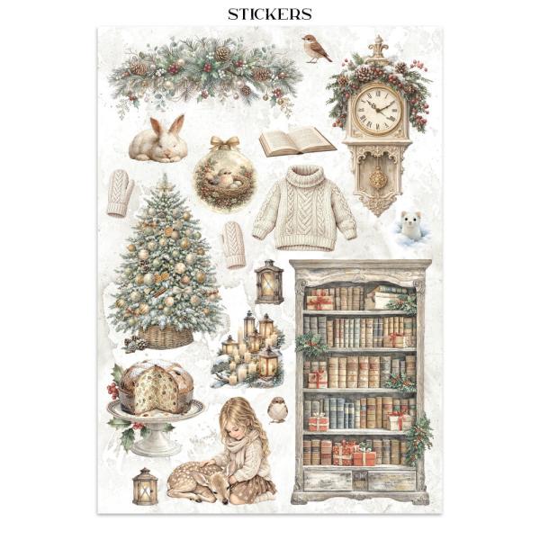 Stamperia - Papier, Aufkleber & Stanzteile "White Christmas by Cristina Radovan" Junk Journal Backgrounds,Stickers,Cut-Outs