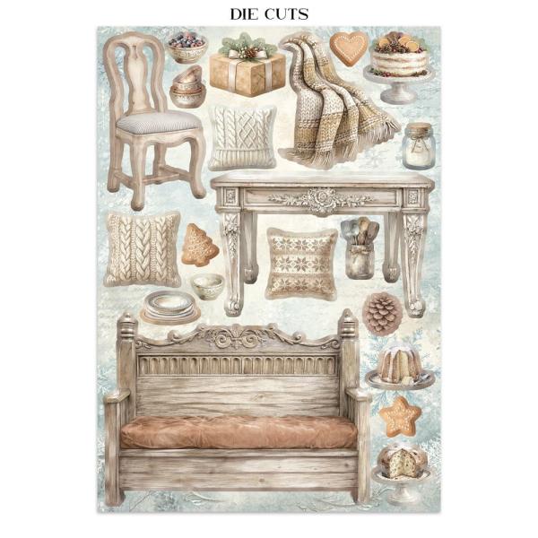Stamperia - Papier, Aufkleber & Stanzteile "White Christmas by Cristina Radovan" Junk Journal Backgrounds,Stickers,Cut-Outs