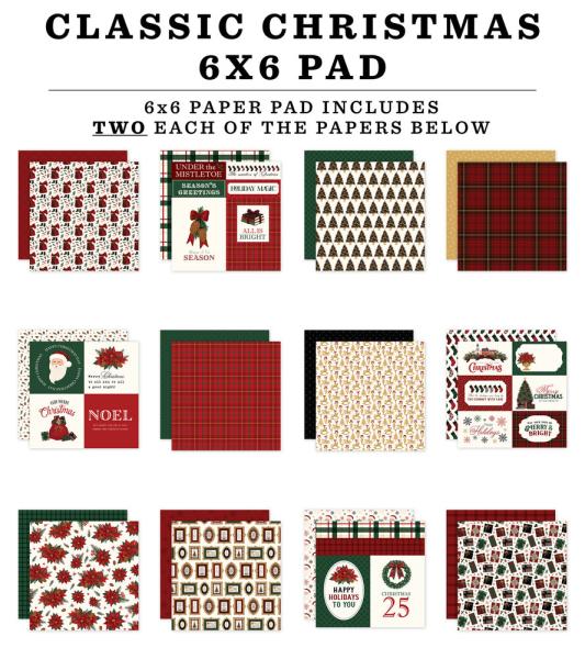 Carta Bella - Designpapier "Classic Christmas" Paper Pad 6x6 Inch - 24 Bogen