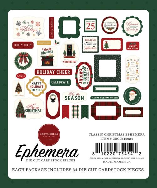 Carta Bella - Stanzteile "Classic Christmas" Ephemera