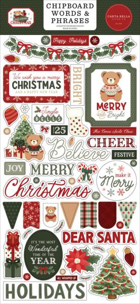 Carta Bella - Chipboard Sticker 6x13 Inch "Have A Beary Christmas Words & Phrases"
