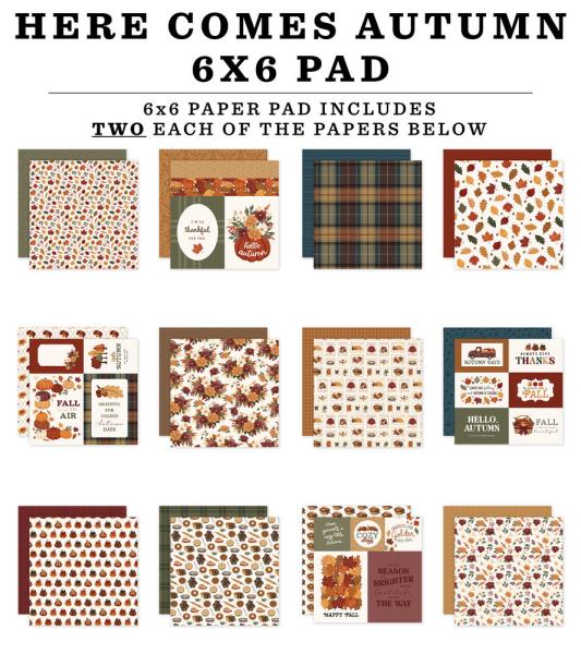 Carta Bella - Designpapier "Here Comes Autumn" Paper Pad 6x6 Inch - 24 Bogen