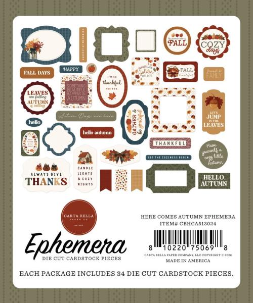 Carta Bella - Stanzteile "Here Comes Autumn" Ephemera