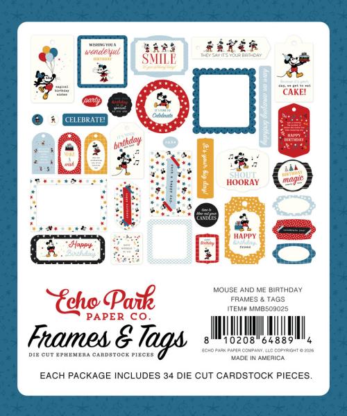 Echo Park - Stanzteile & Anhänger "Mouse And Me Birthday" Frames & Tags 