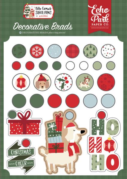 Echo Park - Decorative Brads "Here Comes Santa Paws"