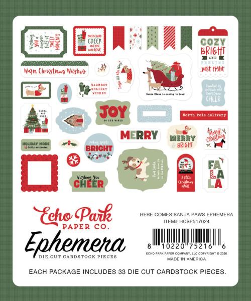 Echo Park - Stanzteile "Here Comes Santa Paws" Ephemera