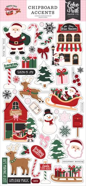 Echo Park - Sticker "North Pole Christmas Accents " Chipboard 6x13 Inch