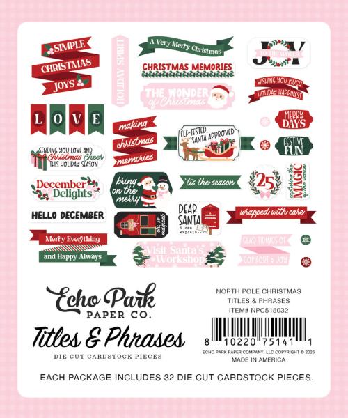 Echo Park - Stanzteile "North Pole Christmas" Titles & Phrases