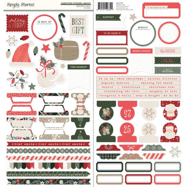 Simple Stories - Aufkleber "Mistletoe & Holly" Cardstock Sticker 