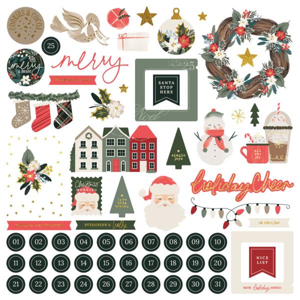 Simple Stories - Chipboard Pieces "Mistletoe & Holly" 