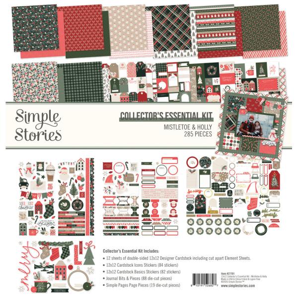 Simple Stories - Collectors Essential Kit " Mistletoe & Holly" 12 Bogen Designpapier