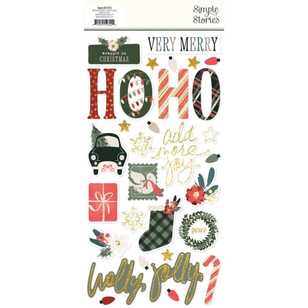 Simple Stories - Aufkleber "Mistletoe & Holly" Foam Sticker