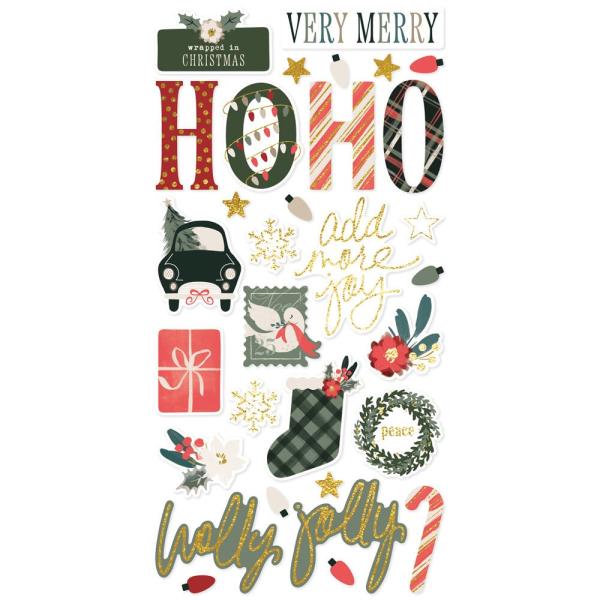 Simple Stories - Aufkleber "Mistletoe & Holly" Foam Sticker