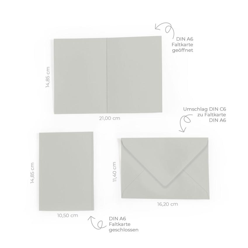 Faltkarte DIN A6 mit Briefumschlag DIN C6 in seidengrau