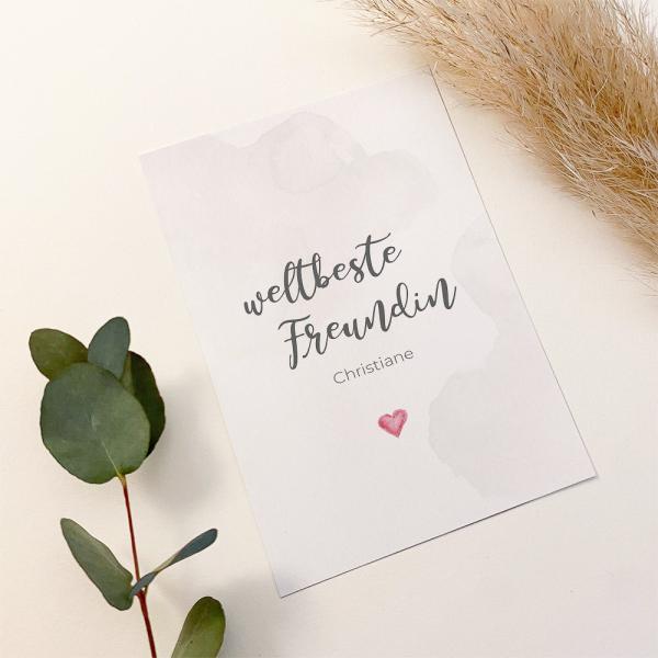 Spruchposter "weltbeste Freundin" | Geschenkidee | Personalisiert  | individuelles Bild | Wanddeko