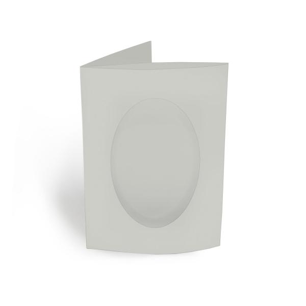 Passepartoutkarte oval 3-Fach DIN A6 in seidengrau