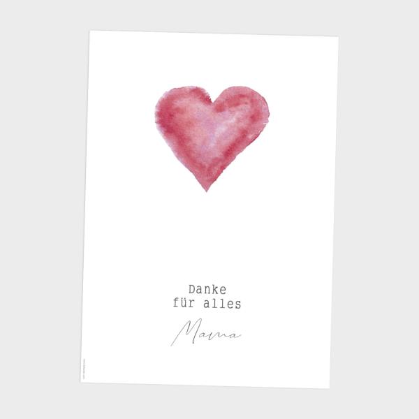 Spruchposter "Aquarell Herz" | Geschenkidee | Personalisiert  | Muttertag | Wanddeko