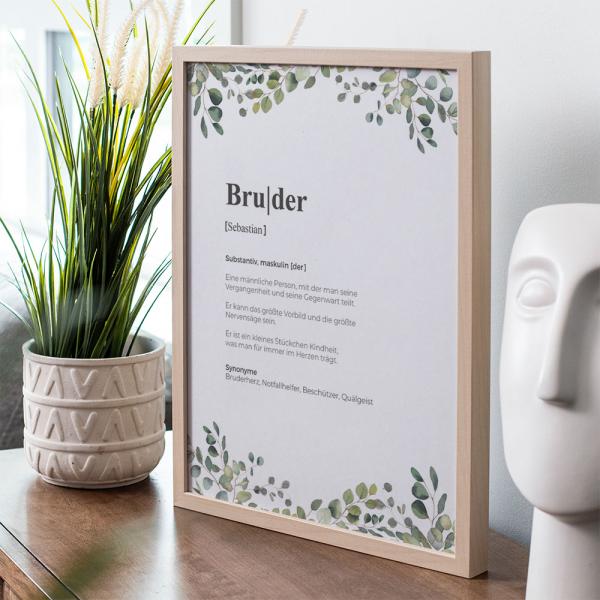Definitionsposter "Bruder 2" | Geschenkidee | Personalisiert  | individuelles Bild | Wörterbuch