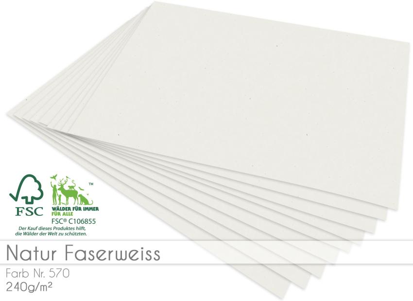 Cardstock "Natur" - Bastelpapier 240g/m² DIN A4 in faserweiss - 25 Bogen