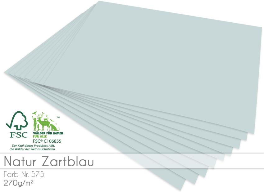Cardstock "Natur" - Bastelpapier 270g/m² DIN A4 in natur zartblau - 25 Bogen