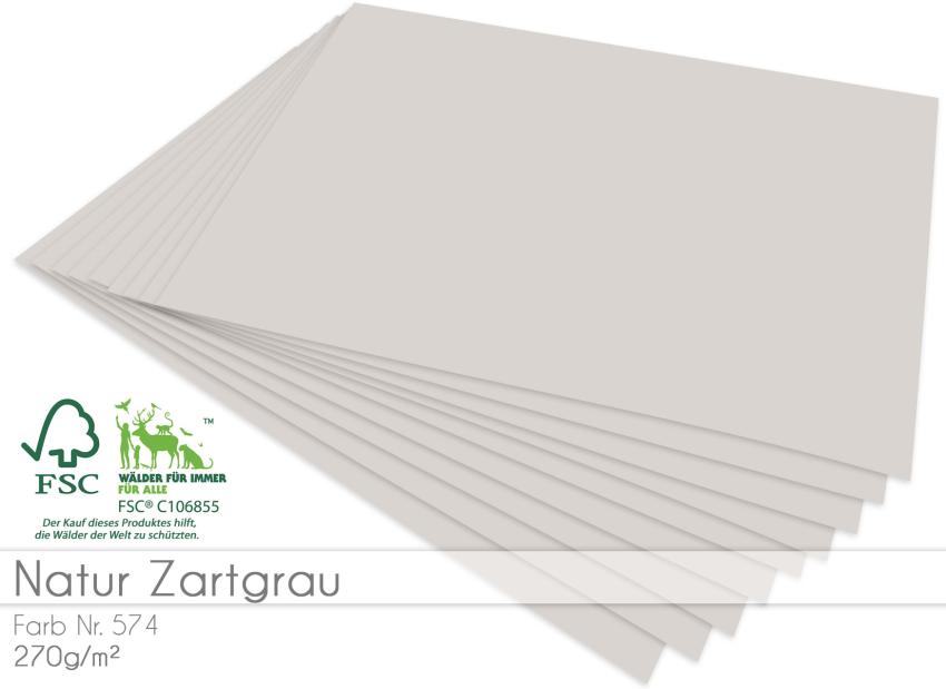 Cardstock "Natur" - Bastelpapier 270g/m² DIN A4 in natur zartgrau - 25 Bogen