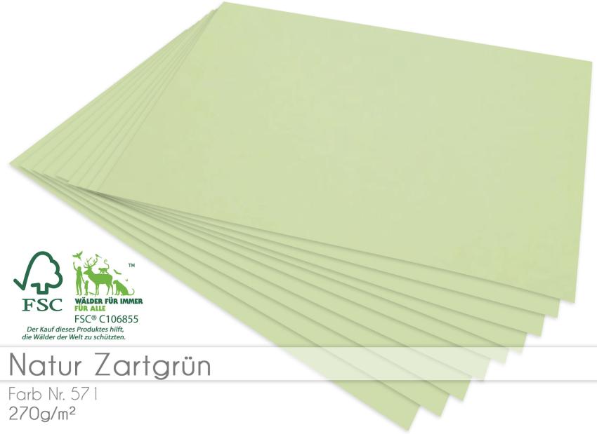 Cardstock "Natur" - Bastelpapier 270g/m² DIN A4 in natur zartgrün - 25 Bogen