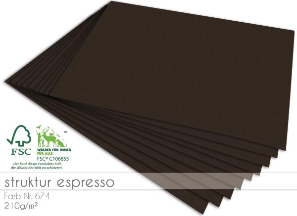 Cardstock "Struktur" - Bastelpapier 210g/m² DIN A4 in struktur espresso