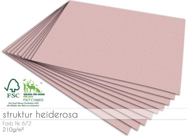 Cardstock "Struktur" - Bastelpapier 210g/m² DIN A4 in struktur heiderosa