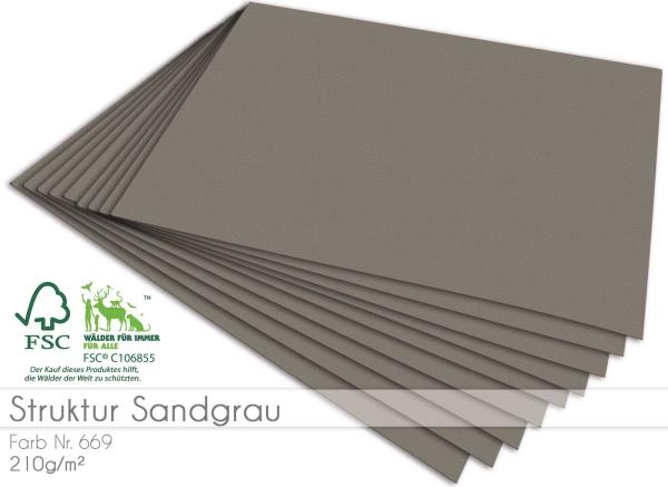 Cardstock "Struktur" - Bastelpapier 210g/m² DIN A4 in struktur sandgrau