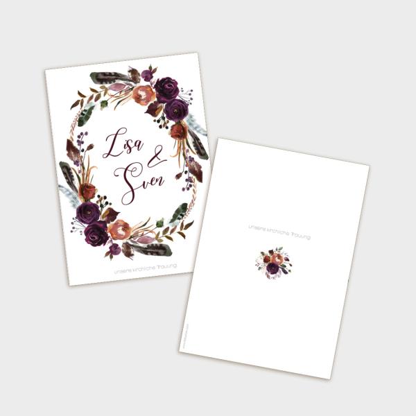 Umschlag Kirchenheft "Boho Violett-Flower" A5