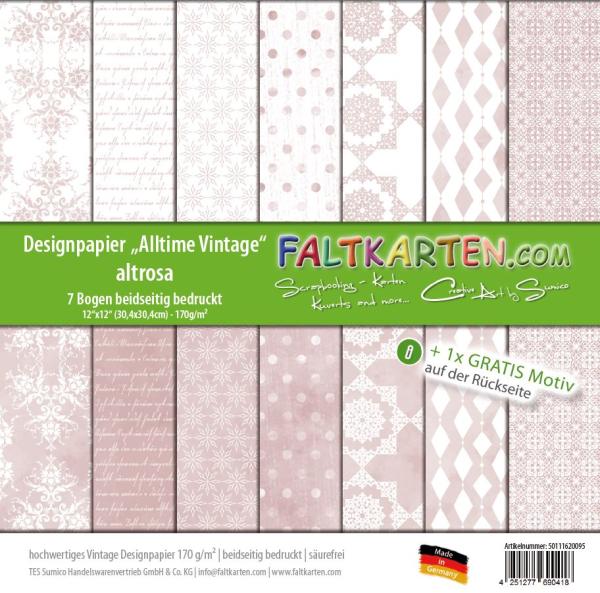 Vintage-Designpapier 12"x12" beidseitig "Alltime Vintage" in altrosa