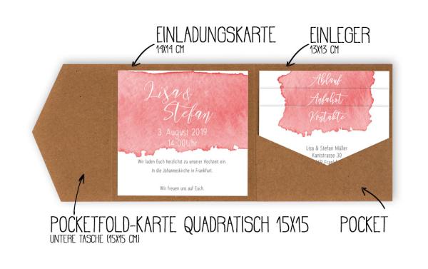 Pocketfold Karte quadratisch "Basic" (15x15cm)
