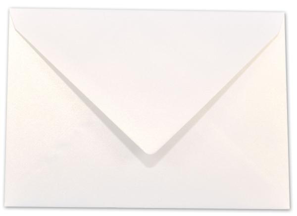 Briefumschläge - Briefhüllen in metallic-perlweiss, DIN B6 120g/m² oF, Nassklebung