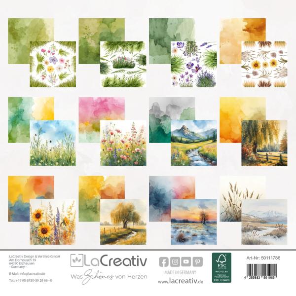 LaCreativ - Designpapier "Aquarell Wiesen und Weiden" Paper Pack 6x6" - 24 Bogen