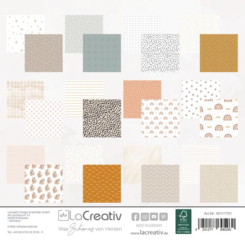 LaCreativ - Designpapier "Boho Mustermix" Paper Pack 6x6" - 24 Bogen