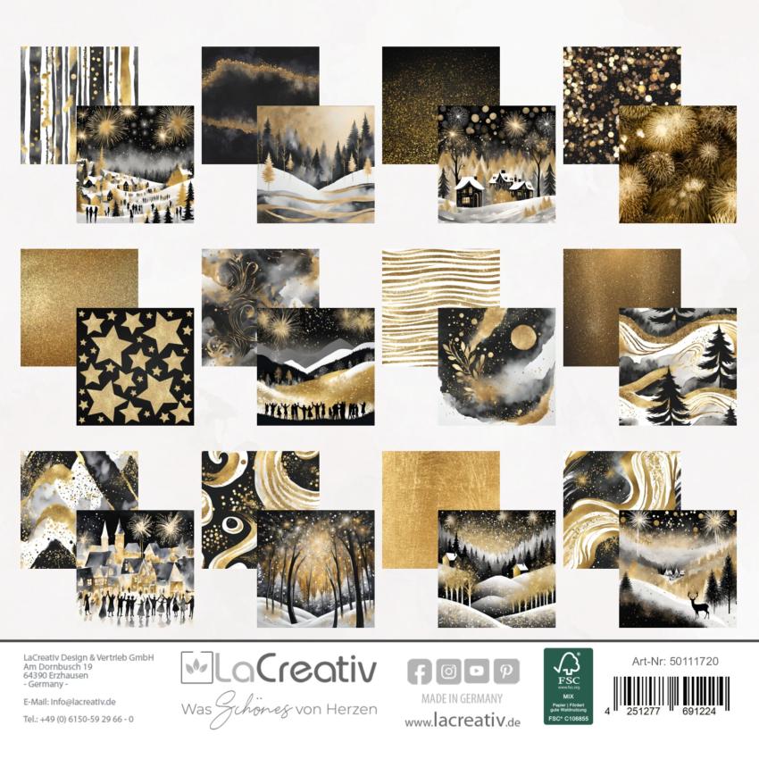 LaCreativ - Designpapier "Goldene Silvesternacht" Paper Pack 6x6" - 24 Bogen