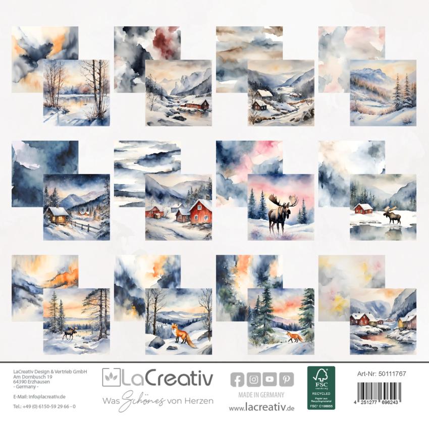 LaCreativ - Designpapier "Nordische Winterlandschaft" Paper Pack 6x6" - 24 Bogen