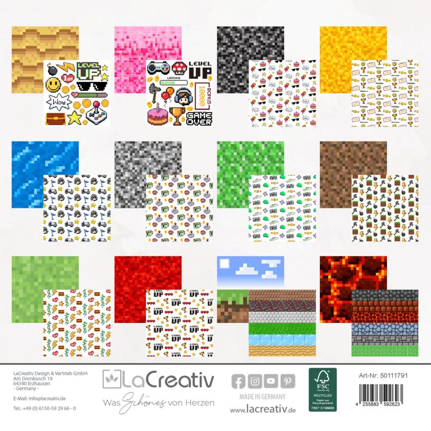 LaCreativ - Designpapier "Pixel Party" Paper Pack 6x6" - 24 Bogen